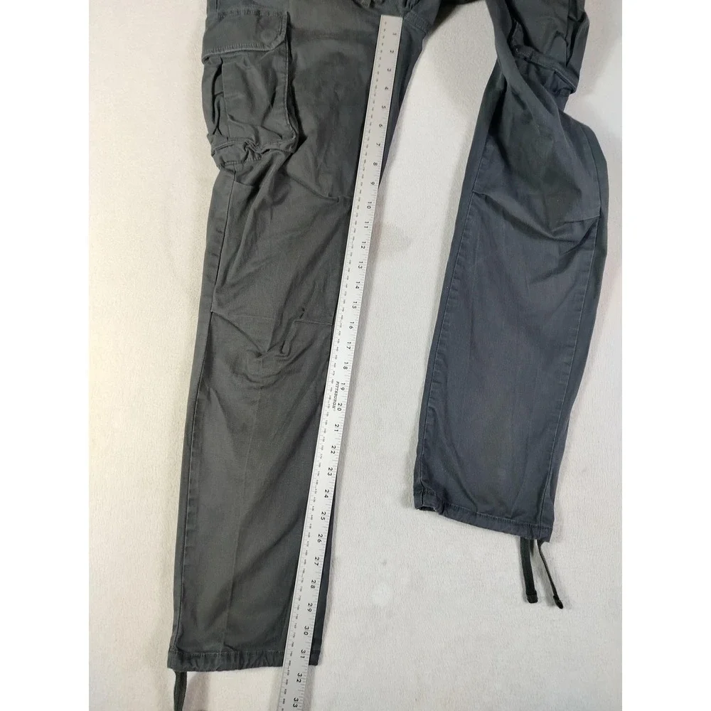 Arizona Jean Co Cargo Pants Mens Small Black Elastic Waist Drawstring Utility